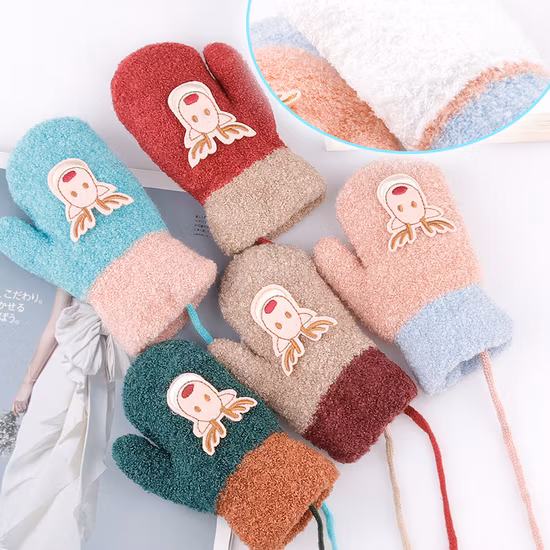 冬のクリスマスクマシリーズ漫画フィンガーラップ厚く暖かいニット手袋女性用