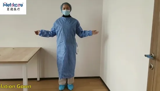 PP + PE 歯科用防水隔離ガウン、SMS 不織布 PP 使い捨て隔離ガウン、民間人隔離ガウン、防護服